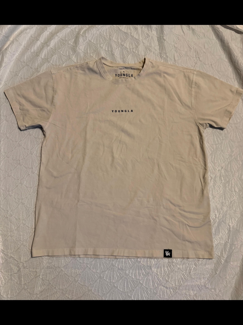 YoungLA Men’s Cream Short Sleeve Logo Tee